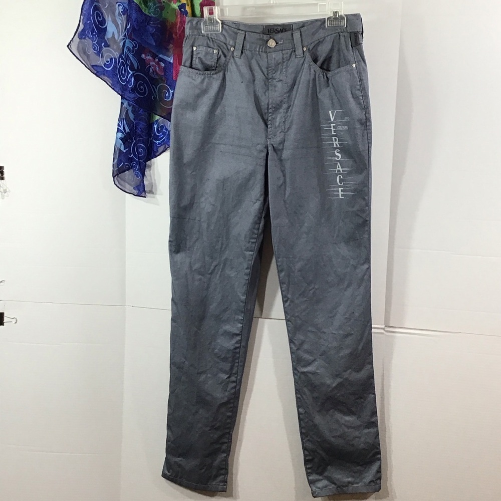 Versace Jeans Couture vintage metallic silver denim Ittierre Italy size 32